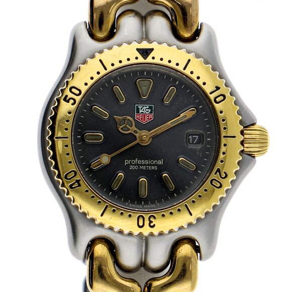 WATCH TAG HEUER S95.215 S/el Professional Date gray Gold Plated/SS QZ - Picture 1 of 10